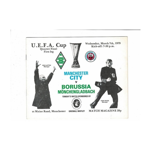 Manchester City v Borussia Monchengladbach UEFA Cup Football Programme 1978/79
