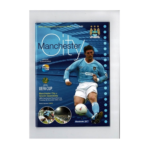 Manchester City v Groclin Dyskobolia UEFA Cup Football Programme 2003/04