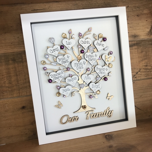 Large “ pretty with pearls “ family tree frame