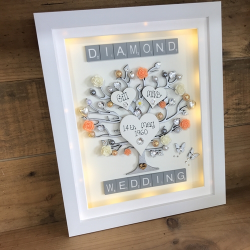 LED “Floral Diamond wedding “ frame