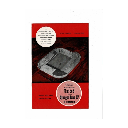 Manchester United v Djurgardens Fairs Cup Football Programme 1964/65