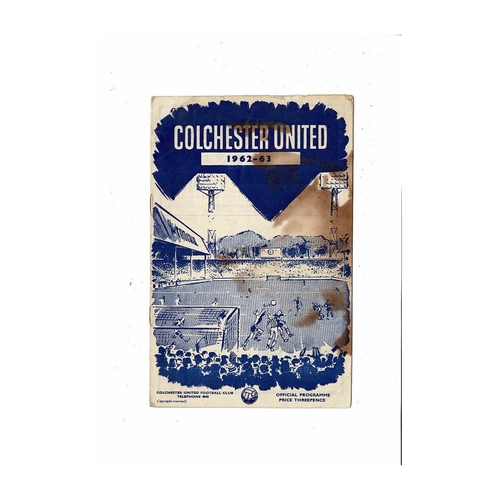 1962/63 Colchester United v Queens Park Rangers Football Programme