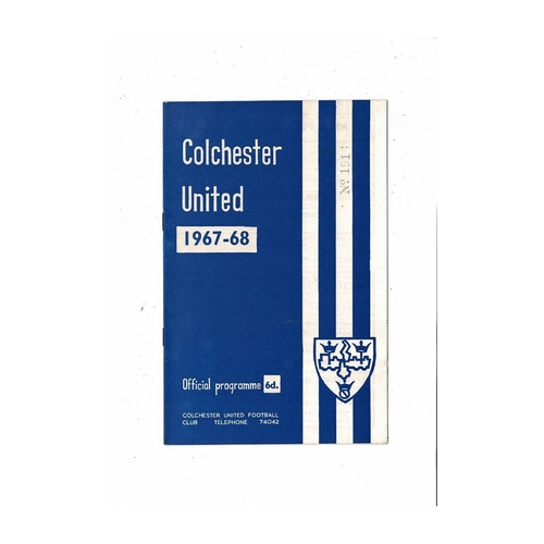 1967/68 Colchester United v Torquay United Football Programme