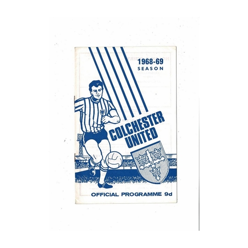1968/69 Colchester United v Reading League Cup Football Programme