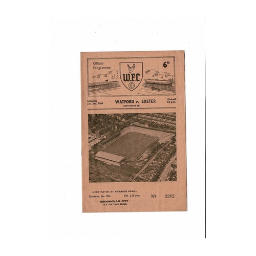 1959/60 Watford v Exeter City Football Programme