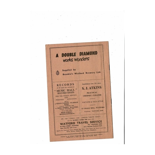 1959/60 Watford v Exeter City Football Programme