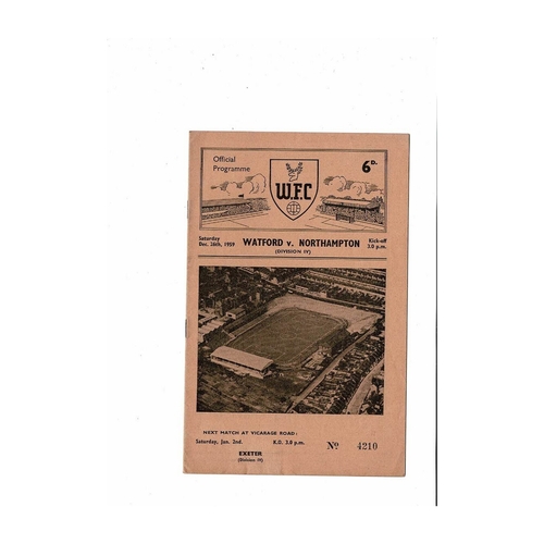 1959/60 Watford v Northampton Town Football Programme Dec. Abandoned