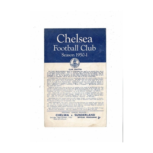 1950/51 Chelsea v Sunderland Football Programme