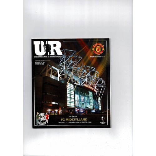 Manchester United v Midtjylland Europa League Football Programme 2015/16