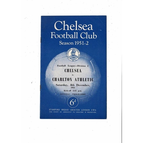 1951/52 Chelsea v Charlton Athletic Football Programme