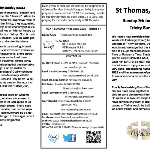 Pew Sheet | The Parish of St Thomas, Exeter