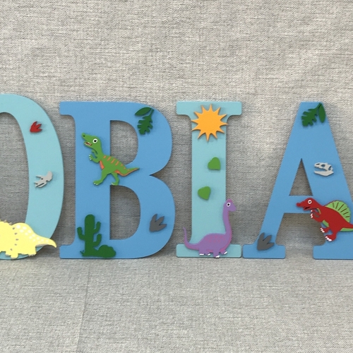 Personalised Dinosaur Name Letters – Kids Bedroom & Nursery Wall Decor