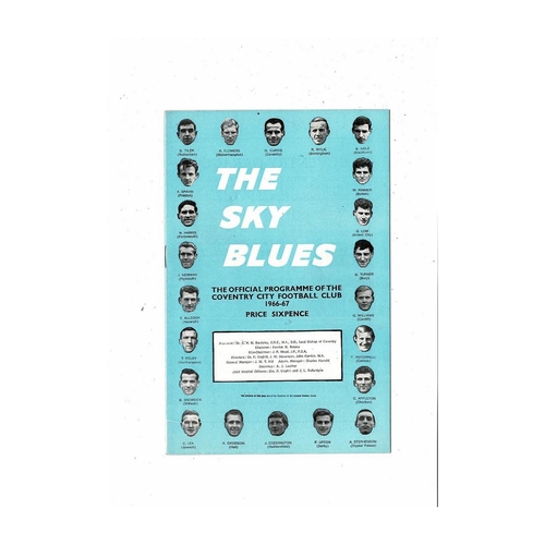 1966/67 Coventry City v Derby County Football Programme
