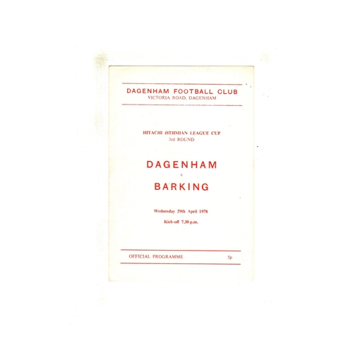 1977/78 Dagenham v Barking League Cup Football Programme