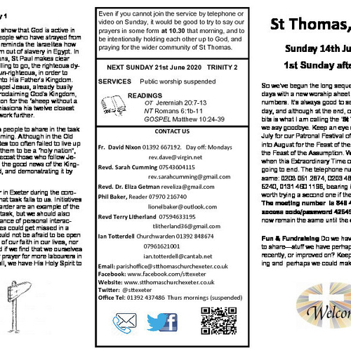 Pew Sheet | The Parish of St Thomas, Exeter