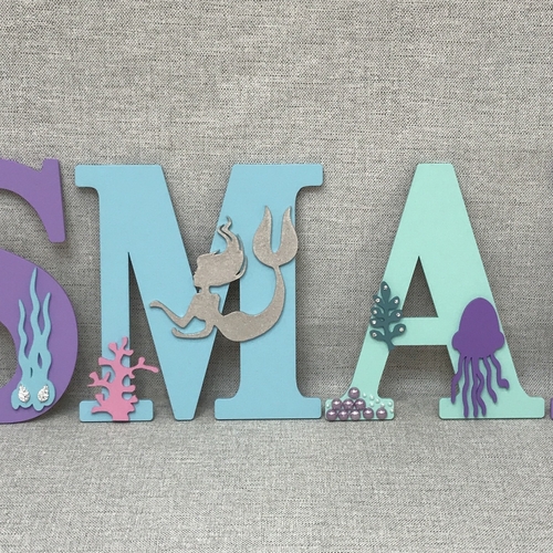 Personalised Mermaid Name Letters – Girls Bedroom & Nursery Wall Decor