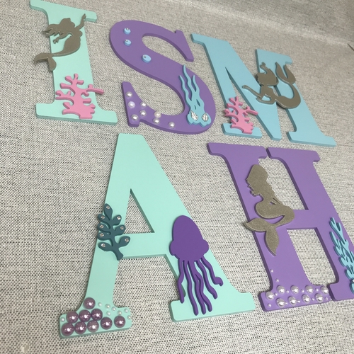 Personalised Mermaid Name Letters – Girls Bedroom & Nursery Wall Decor