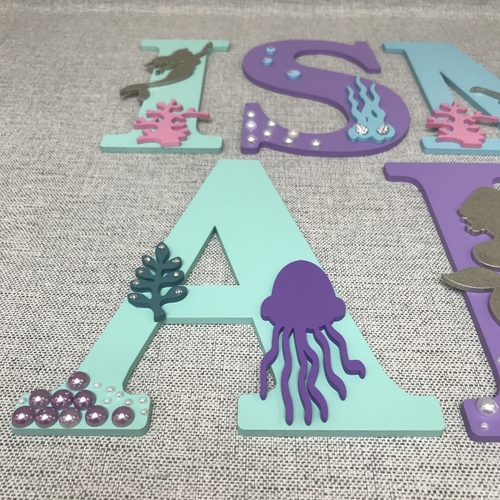Personalised Mermaid Name Letters – Girls Bedroom & Nursery Wall Decor