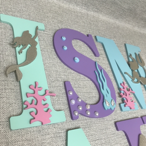 Personalised Mermaid Name Letters – Girls Bedroom & Nursery Wall Decor