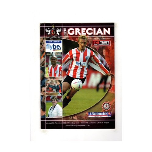 Shrewsbury Town Away Football Programmes