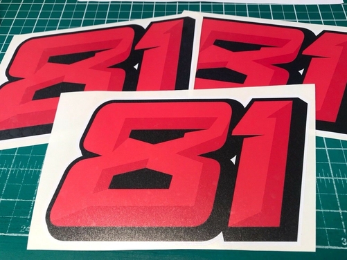 3 X Custom Racing Numbers - Vinyl Stickers / Decals - Race Motorbike 3D Style