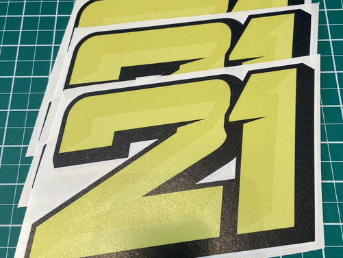 3 X Custom Racing Numbers - Vinyl Stickers / Decals - Race Motorbike 3D Style