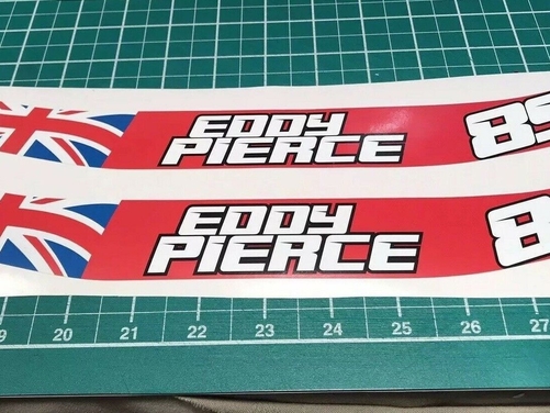 2 X Custom Name Number British Flag Helmet Visor Sunstrip Sticker Decal - 300mm