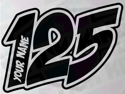 3 X Custom Race Numbers and Name Vinyl Stickers/Decals POW Style