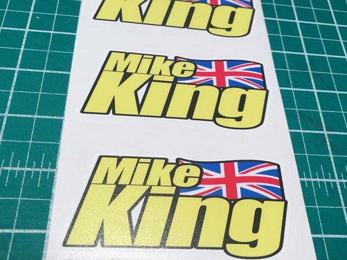 2 X Personalised Rider Name Screen Stickers with FLAG