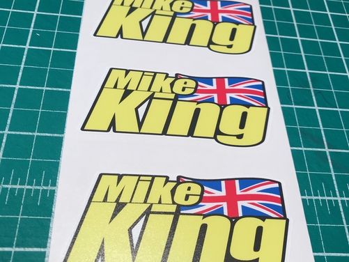 2 X Personalised Rider Name Screen Stickers with FLAG