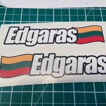 2 X Personalised Rider Name Screen Stickers with FLAG