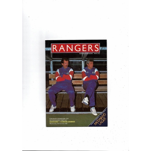 Rangers v Gornik European Cup Football Programme 1987/88