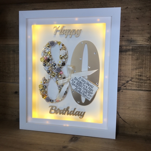 LED Happy 80 th birthday frame