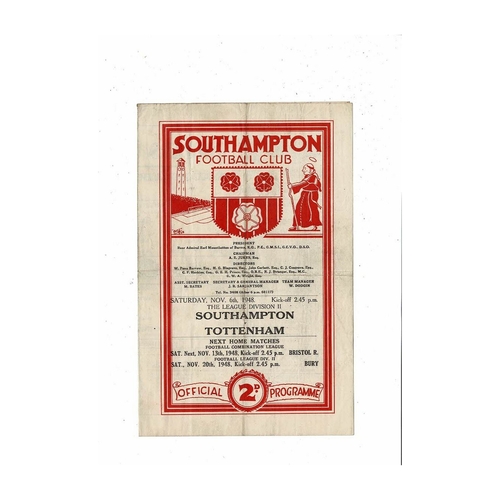 1948/49 Southampton v Tottenham Hotspur Football Programme