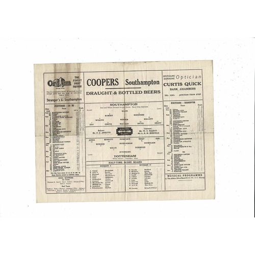 1948/49 Southampton v Tottenham Hotspur Football Programme