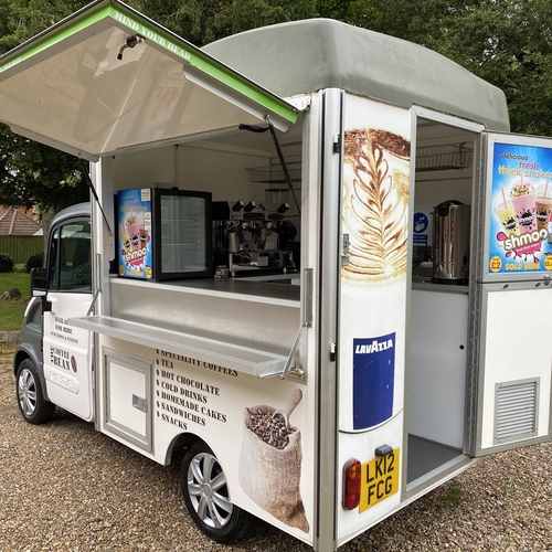 Towability Coffee Food Catering Van Stand Inside Aixam Mega Electric 464 MILES