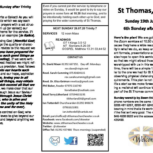 Pew Sheet | The Parish of St Thomas, Exeter