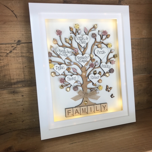 Large LED “ floral ” family tree frame