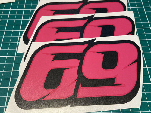 3 X Custom Racing Numbers - Vinyl Stickers / Decals