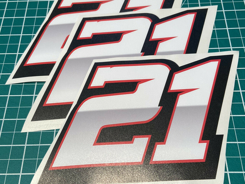 3 X Custom Racing Numbers - Vinyl Stickers / Decals
