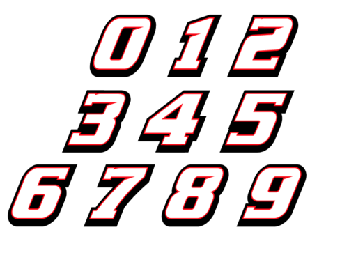 3 X Custom Racing Numbers - Vinyl Stickers / Decals
