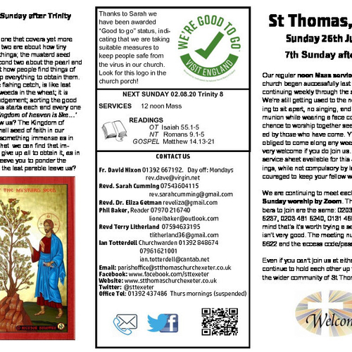 Pew Sheet | The Parish of St Thomas, Exeter