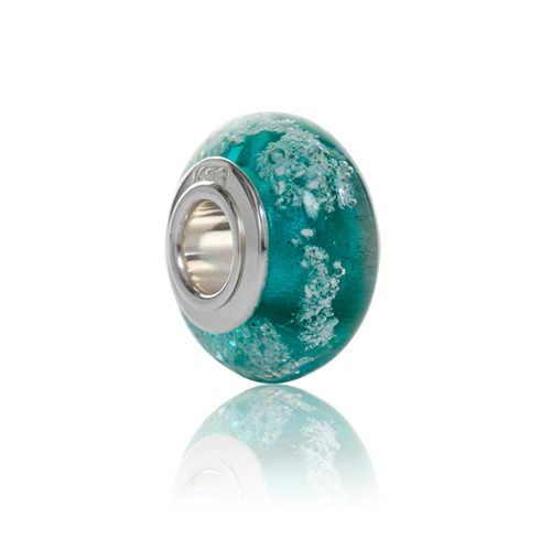 Teal Cremation Glass Charm Bead