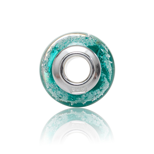 Teal Cremation Glass Charm Bead
