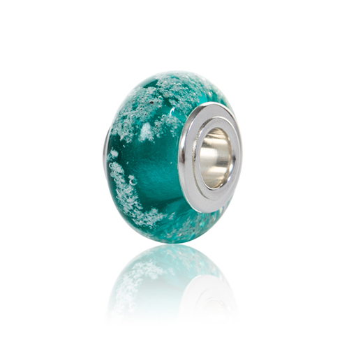 Teal Cremation Glass Charm Bead