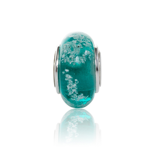 Teal Cremation Glass Charm Bead
