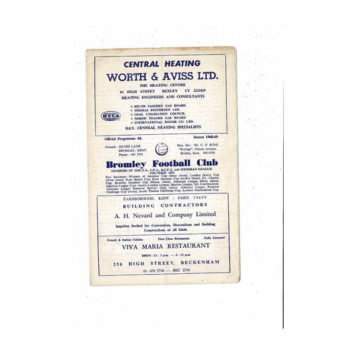 1968/69 Bromley v Kingstonian Football Programme