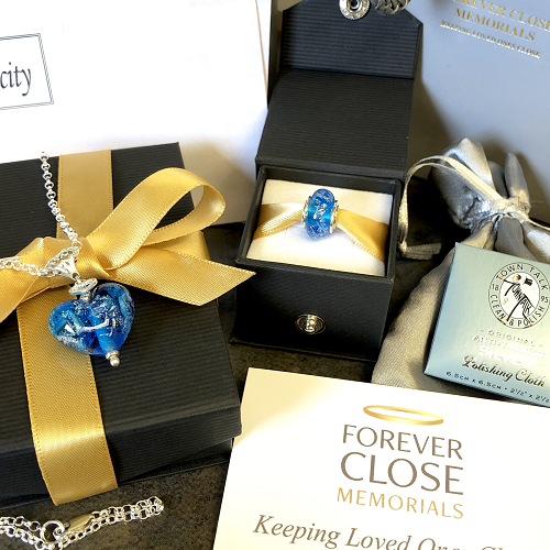 Aqua Cremation Glass Charm