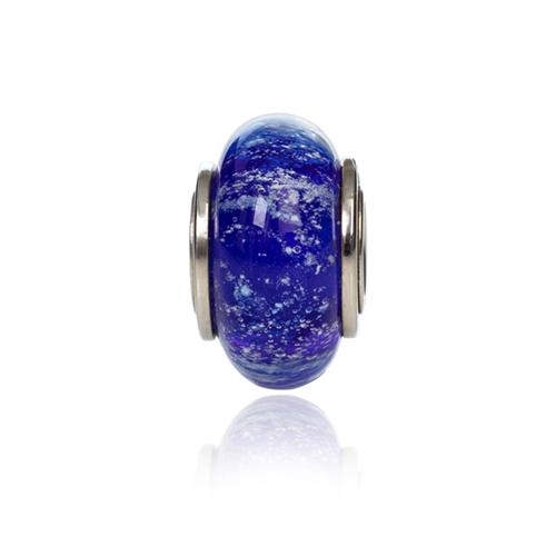 Blue Cremation Glass Charm Bead