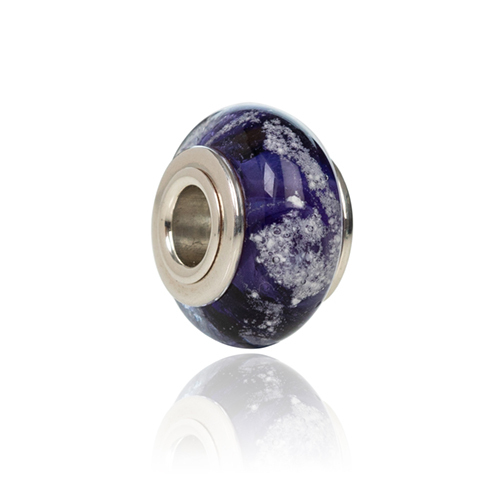 Purple Cremation Glass Charm Bead